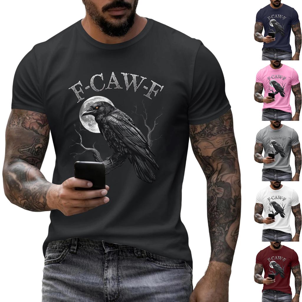 Men's Fashion Casual  Printed Short Sleeve Round Neck Pullover Tops
