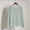 2025 Spring Fashion Striped Long Sleeve T-shirt Women's Cotton Round Neck Casual Versatile Top for Europe and America