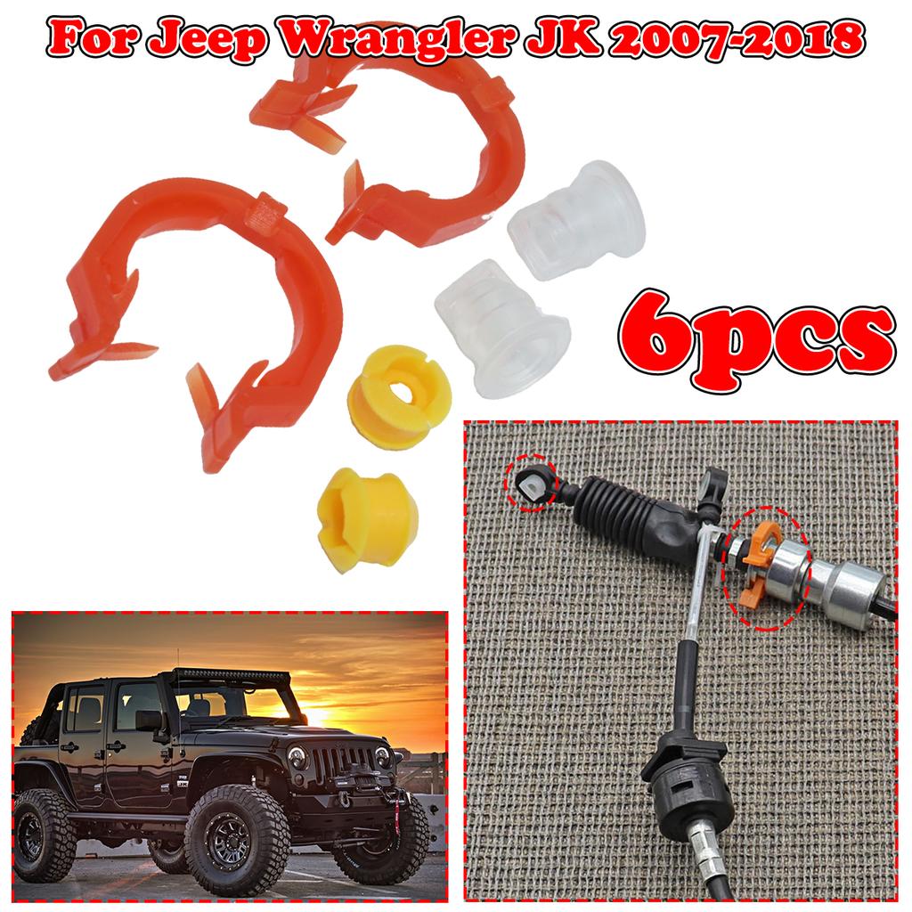 6PCS Douille de Câble de Levier de Vitesse Pour Jeep Wrangler JK 07-2018 Levier de Tirage de Boîte de Vitesses Ligne de Levier Manchon en Caoutchouc Clip de Retenue de Boîtier de Transfert