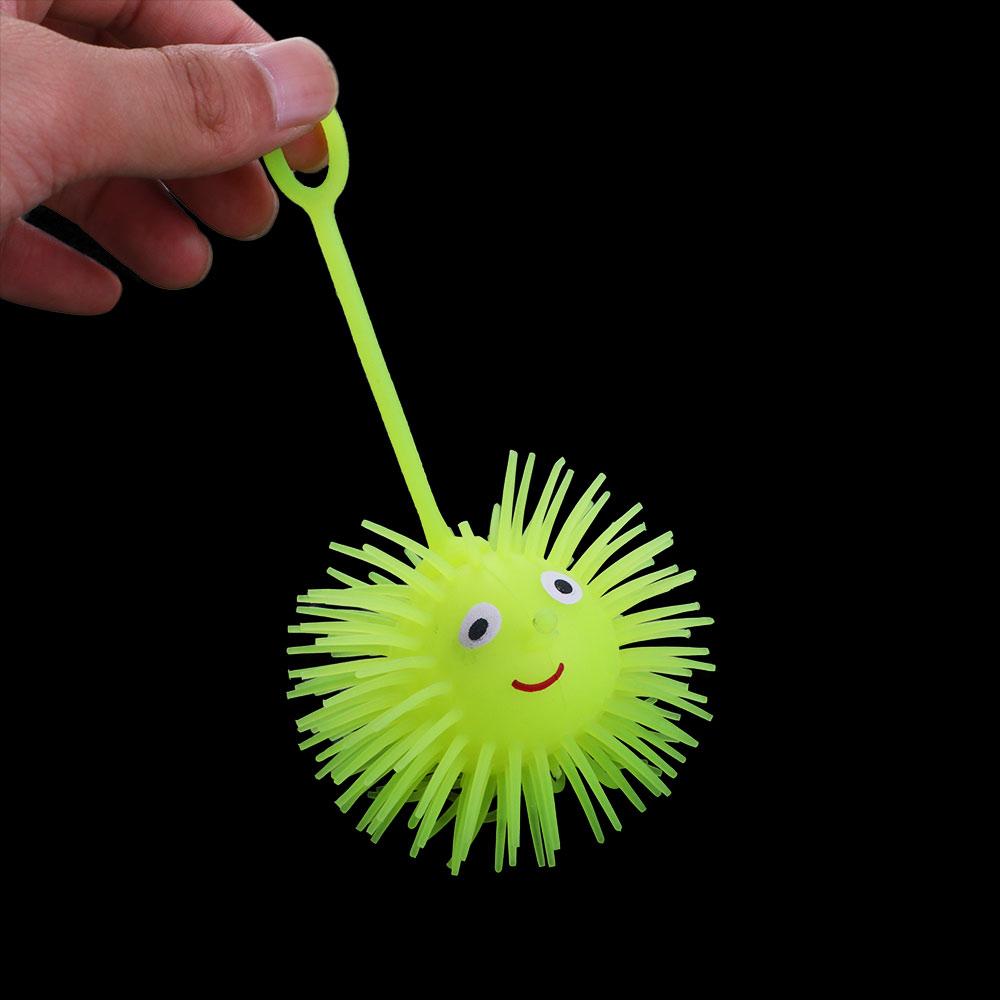 Anti Stress Rubber Toy LED Light Up Toy Glowing Hair Flash Ball Vent Ball Elastic Glow Hair Ball