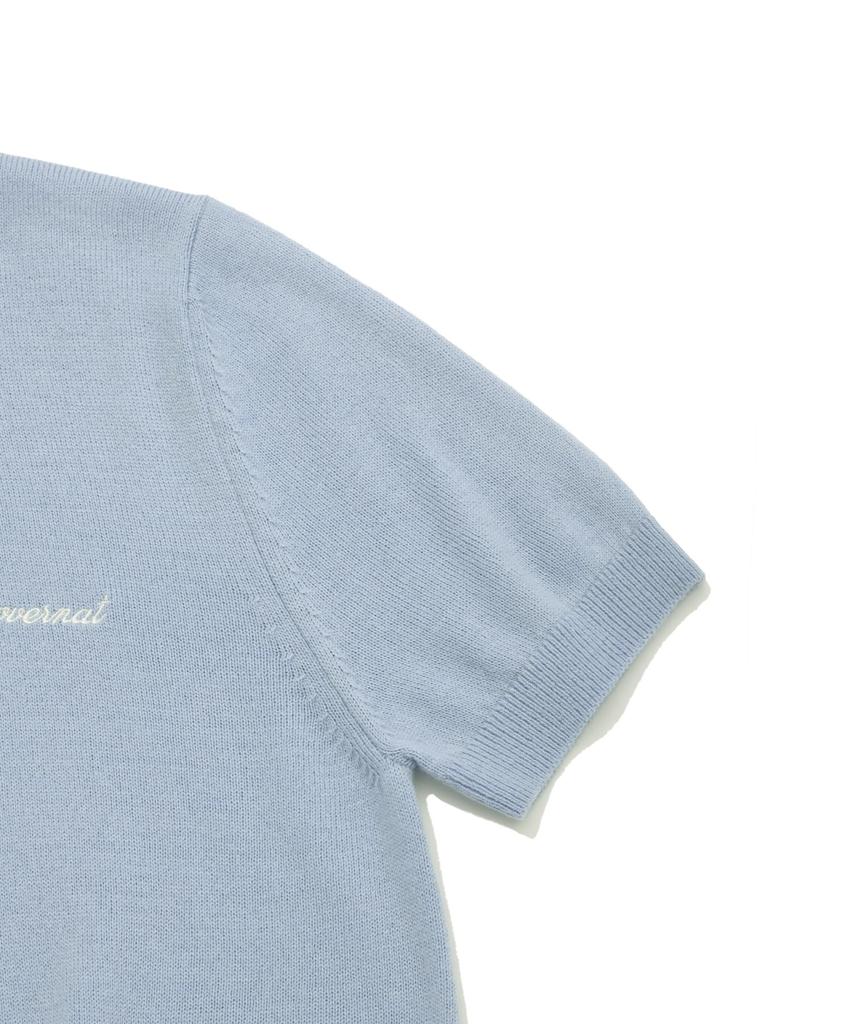 COVERNAT WOMAN Twist Wool Short Sleeve Knit Light Blue