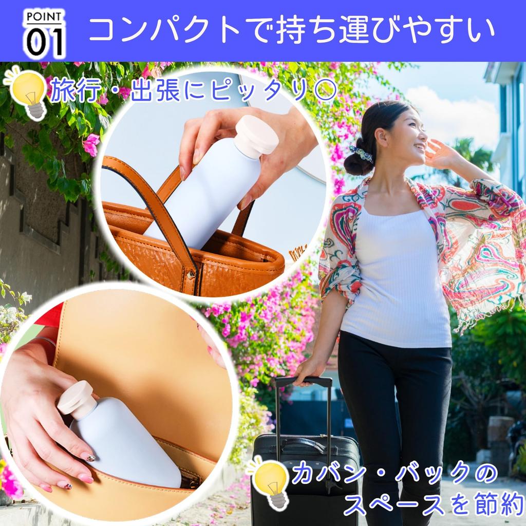 Merrytime Travel Shampoo Bottle Set, Refillable Travel Bottles, Portable Shampoo for Backpackers, Gym Use, and Bathhouses, Pastel Colors (2 Bottles,