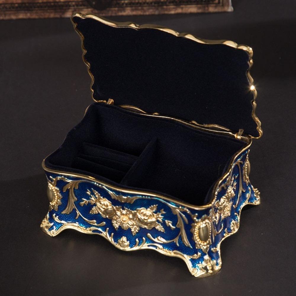 Metal High-end Necklace Ring Vintage Cosmetic Container Jewelry Box Storage Box Trinket Organizer