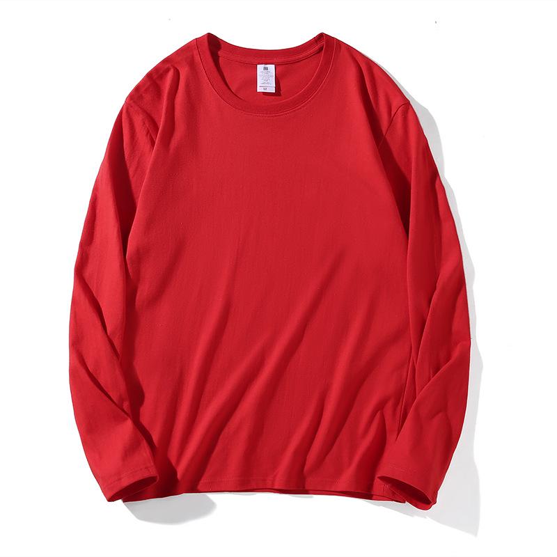 Men's Heavyweight 220g Cotton Long Sleeve Crew Neck T-Shirt, Available In 24 Solid Colors