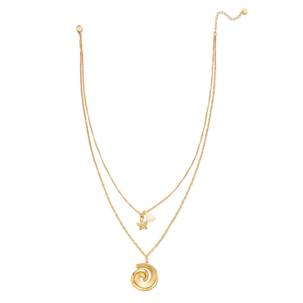 Bohemian Beach Inspired Stainless Steel Pendant Necklace With Shell And Sun Design For Women