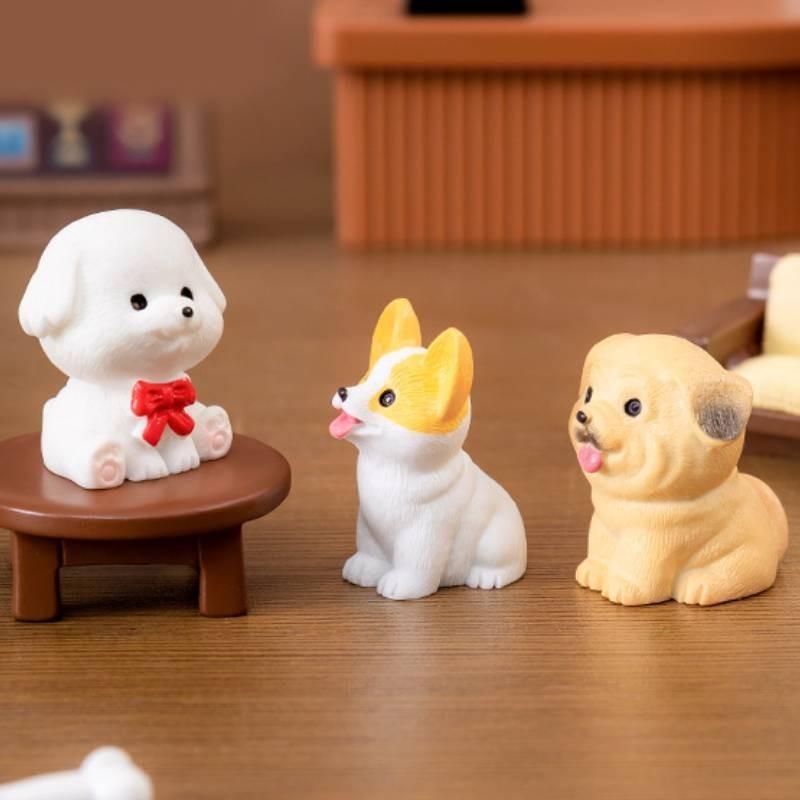 Adorable Mini Resin Dog Figurines For Desktop Or Car Decoration Blind Box