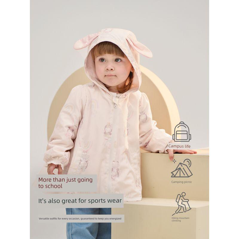David Bella Girls' Jacket Spring 2026 New Children's Printed Jellyfish Jacket Baby Sweet Outdoor Windbreaker