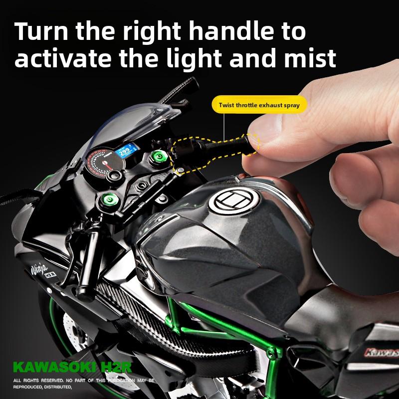 Large Size 1/9 Kawasaki H2R Simulation Spray Motorcycle Model Toy Simulation Alloy Motorcycle Model Boy Car Collection Handmade Gift