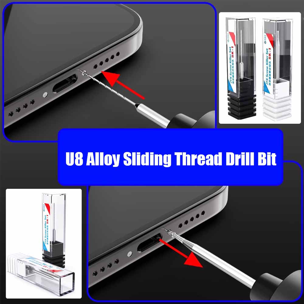 Lanrui U8 Alloy Sliding Thread Drill Bit 2Pcs Set for Stripped Screw Removal Easy Reverse Out Damaged Screws Tools