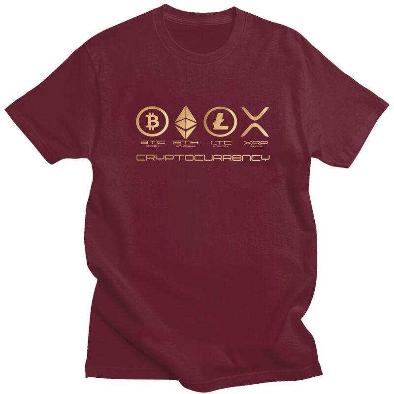 Custom Ripple XRP T Shirt for Men Pure Cotton Tshirt Tee Short Sleeves Bitcoin Crypto Cryptocurrency Tshirts Slim Fit