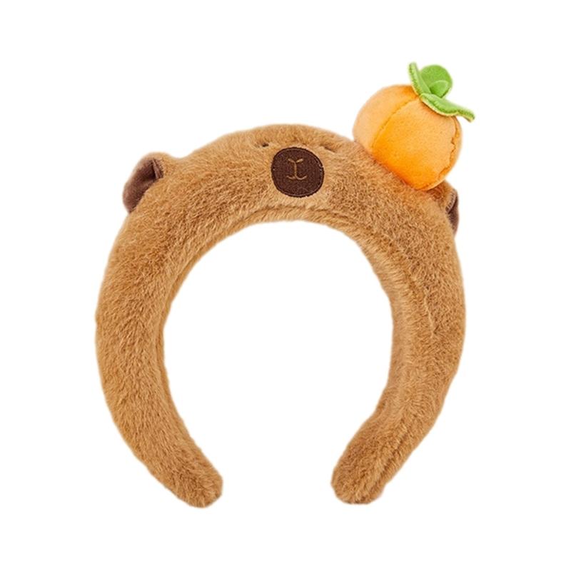 Cute Capybaras Shape Hair Hoop Women Cartoon Headbands Plush Makeup Hairband
