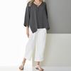 Women V Neck Batwing Sleeve Loose Casual Top Irregular Hem Blouse