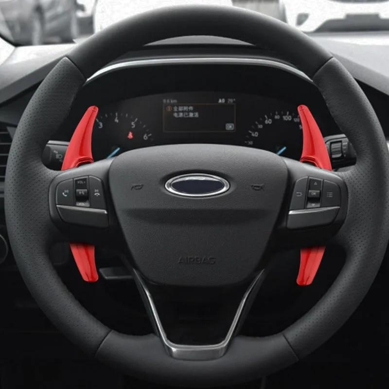 2Pcs/Set ABS Chrome Car Steering Wheel Paddle Extension Shifters Shift Sticker for Ford Focus 4 MK4