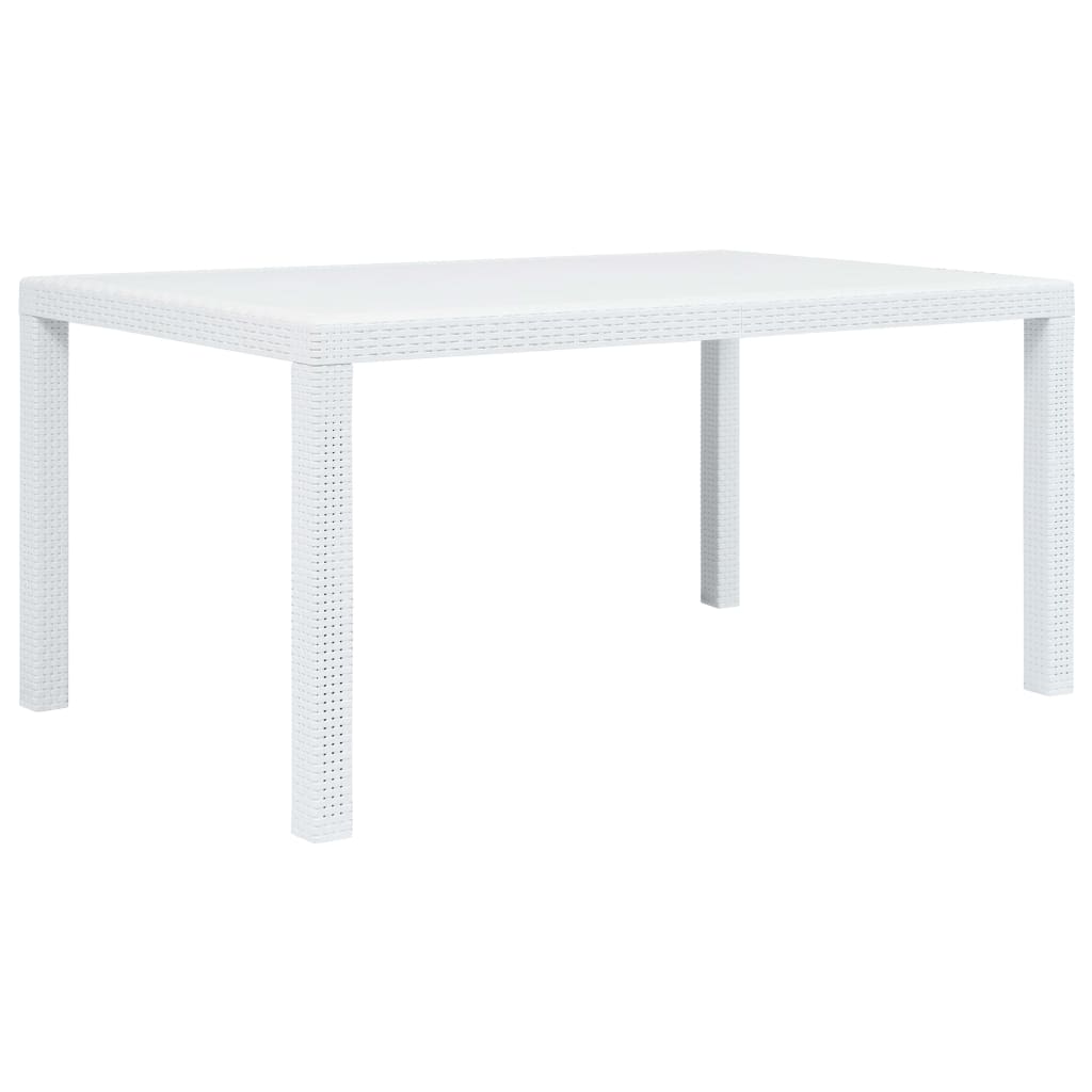 Garden Table White 150 X 90 X 72 Cm Plastic Wicker Look