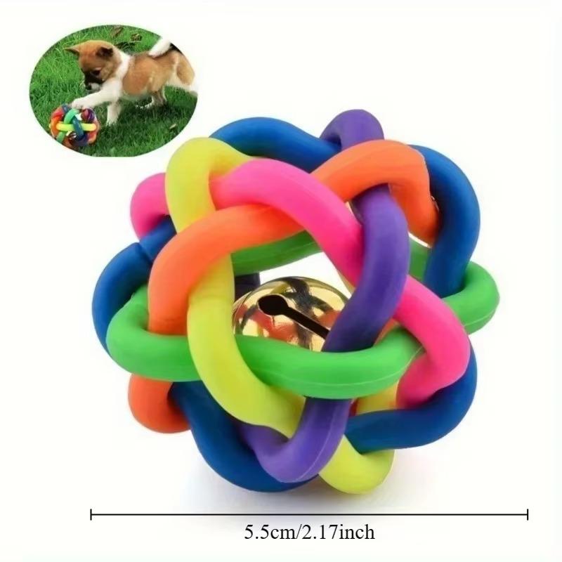 PVC Material Colorful Bell Toy Ball Pet Cat Dog Interactive Chewing Toy Pet Toy Ball Rainbow Bell Ball Creative Dog Rainbow Ball