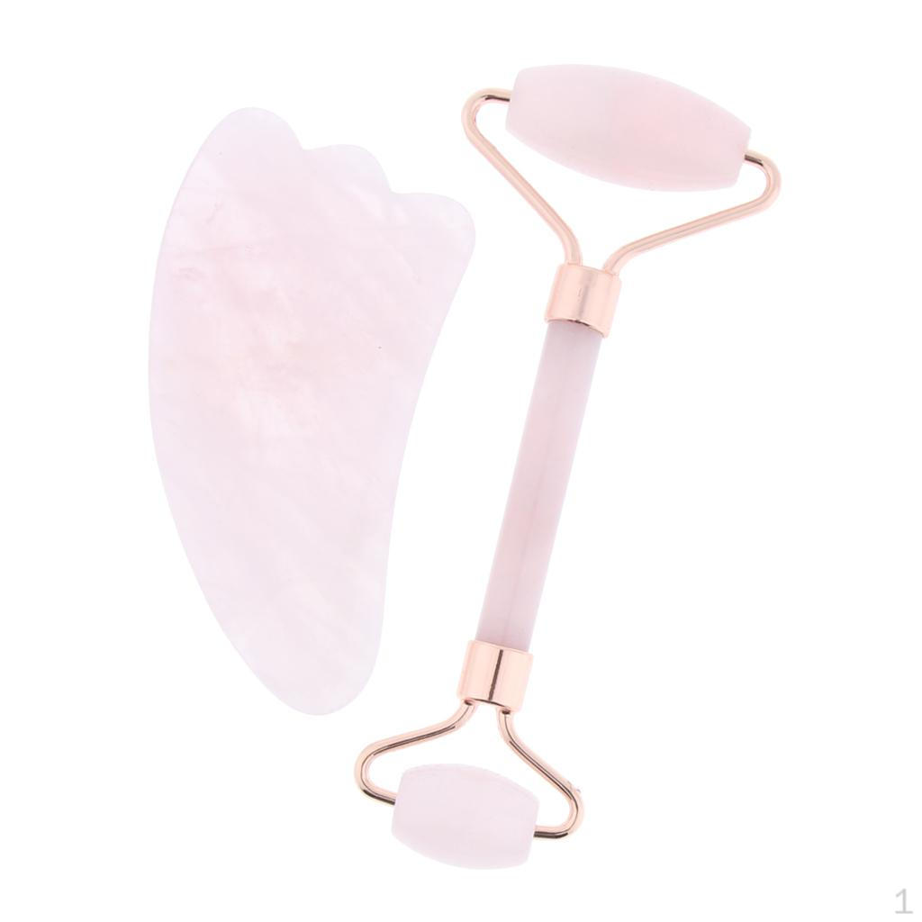 and Tools Set - Rose Roller Massager for , Eye, Neck & Scraping Board Rose Gold