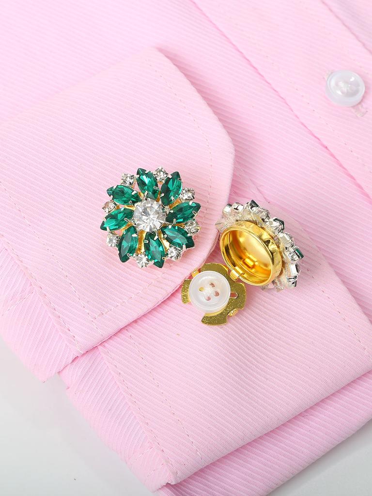 2Pcs Rhinestone Cufflinks Shirt Sleeve Button Covers Bling Crystal Button Clips For Dresses And Shirts Button Decoration Buttons