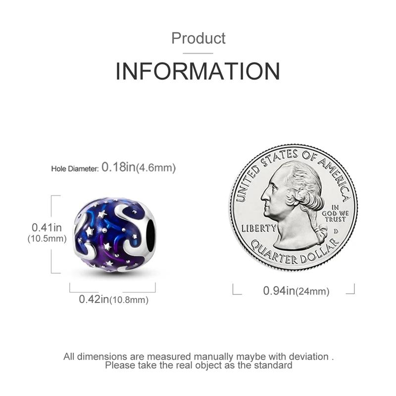 Authentic Charm Bead Charms Copper Romantic Blue Starry River Stars Bead Charms Compatible With Charm Bead Charms Plata Bracelets Ideal For Women Wome