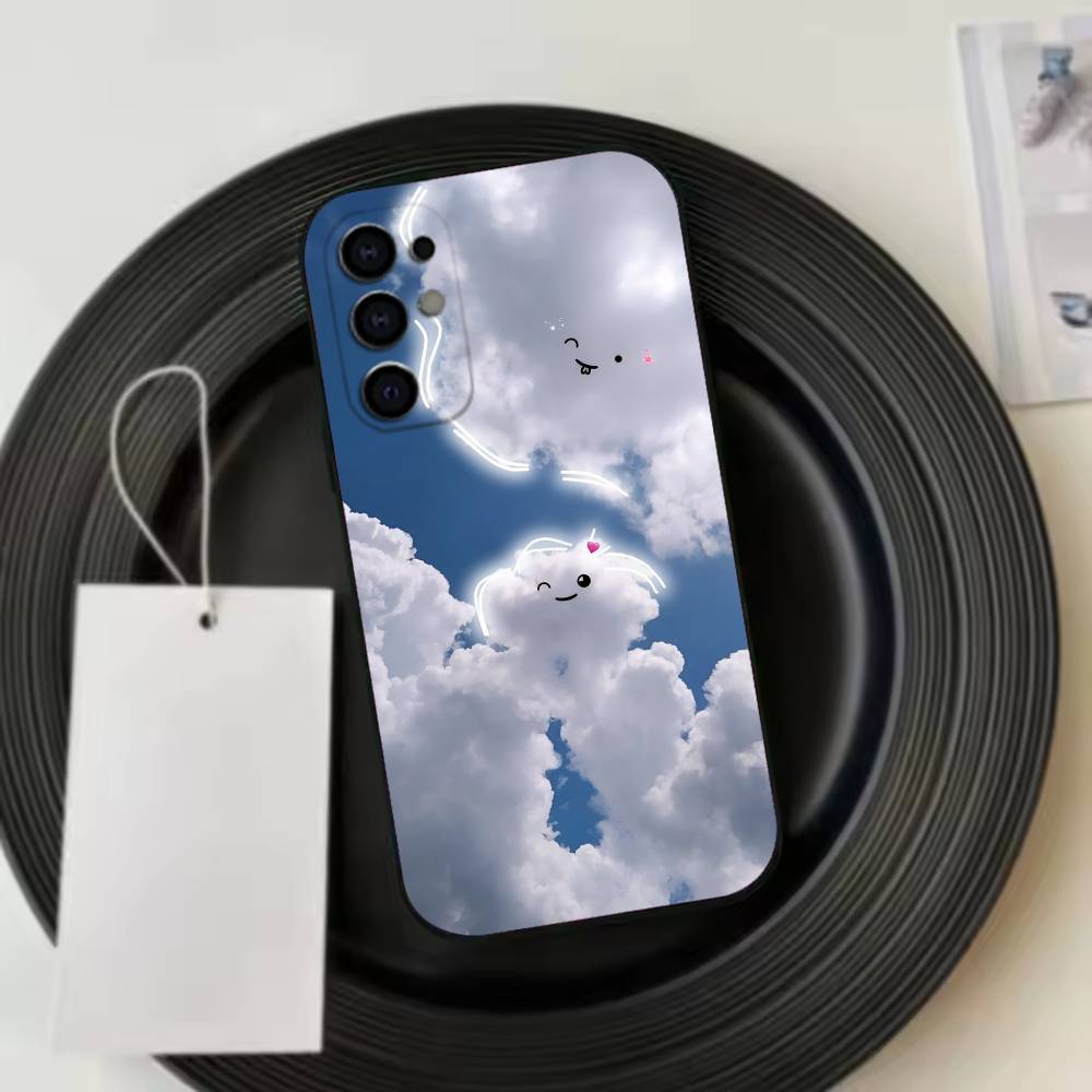 Simple Cloud Letters Pattern  Phone Case Black Silicone Soft For Samsung S25,S24,S21,S22,S23,S30,Ultra,S20,Plus,Fe,Lite
