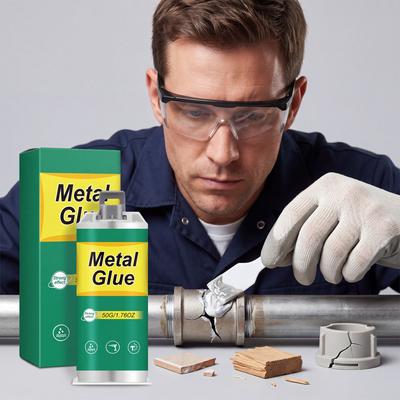 Colle Métallique Adhésif Époxy 50G Kit de Liaison Forte à Deux Composants pour la Réparation de Métal Plastique Céramique Bois et l'Usage Industriel