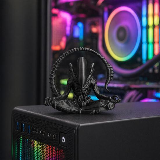 3D Printed Alien Figurine, Zen Meditation Alien Desktop Ornament, Collectible Sculptures for Sci-fi Fans