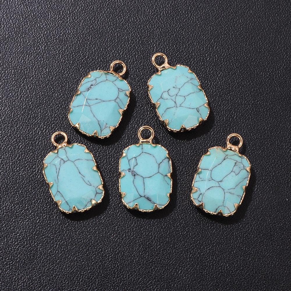2pcs Natural Stone Pendant Quartz Lapis Chalcedony Amethysts Tiger Eye Stone Connector Charm For Making Necklace Bracelet