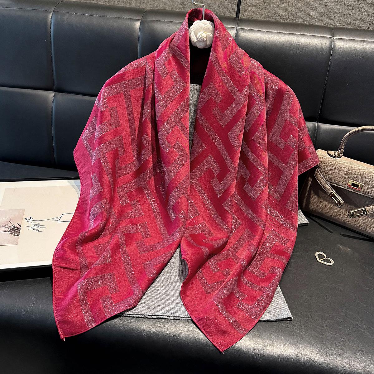 

Women Fashion Silky Kerchief Shawl Ethnic Travel Scarves Bufanda Jacquard Scarf Printed Decorative Summer Sun Protection