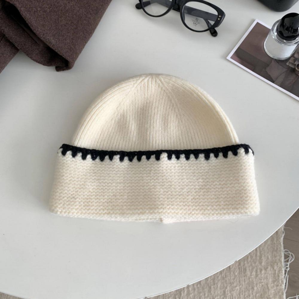 

Women s Fashion Ear Protection Warm Knitted Hat Simple Trendy Full Coverage Beanies Versatile Skull Cap Autumn Winter Outdoor білий