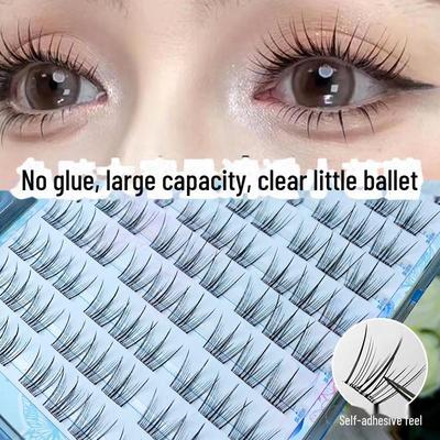 Hochvolumige Klebefreie Klare Ballett Falsche Wimpern - Dichte Segmentierte Büschel für Anfänger Fotogene Looks