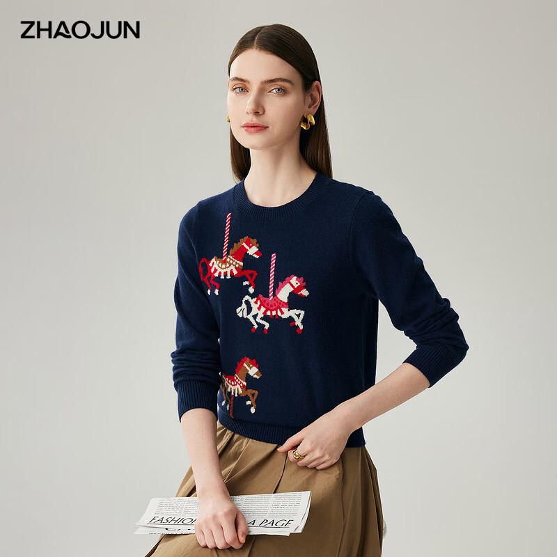 

Zhaojun 2025 Women s Year of the Horse 100% Cashmere Round Neck Sweater M