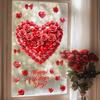 Romantic Red Rose Heart-Shaped Window Stickers for Valentine's Day, Home Decorations