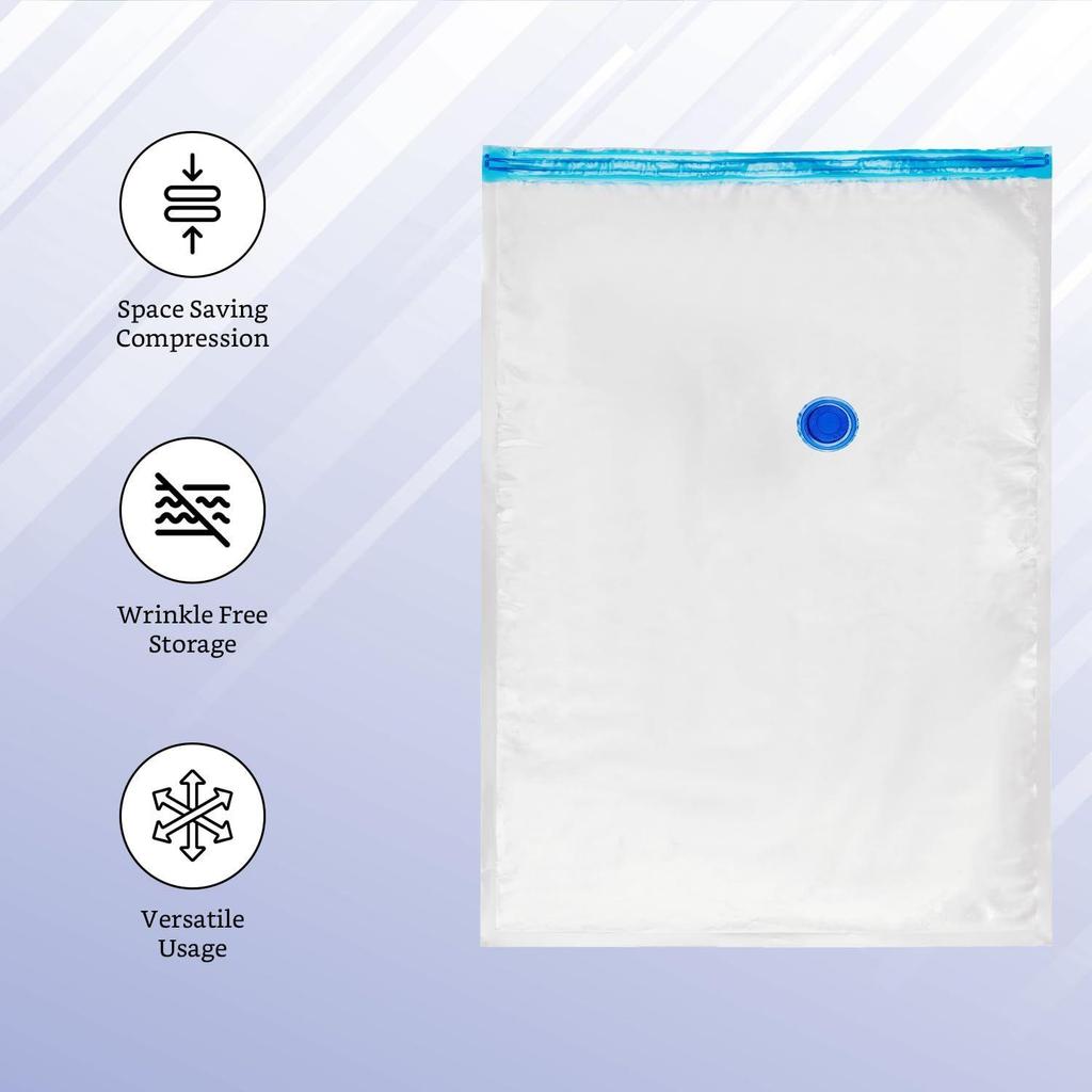 Vacuum Storage Bags for Travel | Space Saver | Airtight Reusable Ziplock with Hand Pump | Compression Storage Bag
