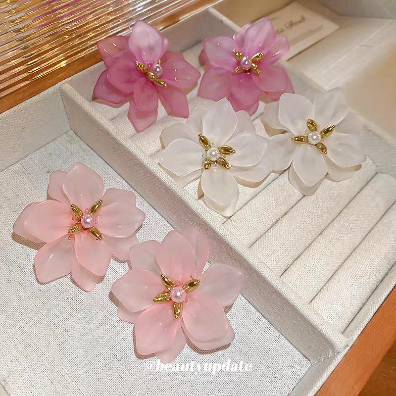 Exquisite Feenblumen Geometrische Herz Ohrstecker - Frisch, Süß und Hochwertig