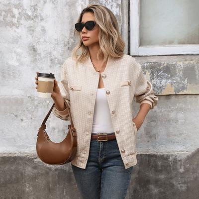 Chaqueta de cuello mao para mujer Nueva Otoño e Invierno Casual Versátil Chaqueta cárdigan