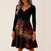 Women's Casual Fashion Long Sleeve Christmas Graphic Printed Vintage Long Dresses