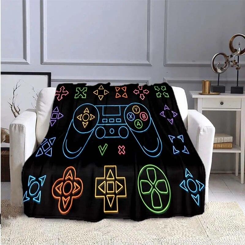 Game Controller Flannel Blanket for Couch Sofa Chair Room Decor Soft Warm Blanket Blankets for Beds Grinch Blanket