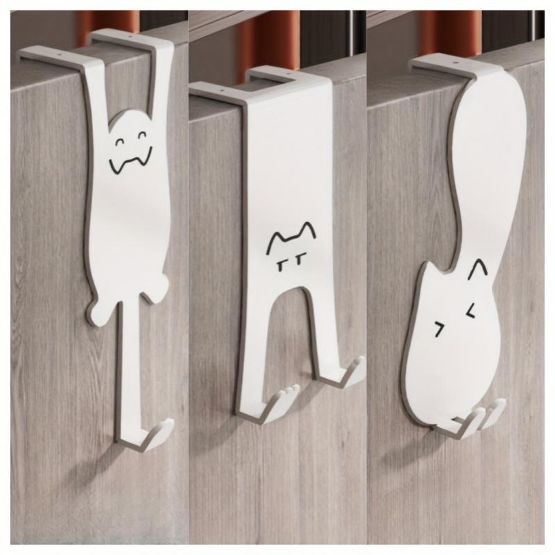 Door Hook Door Hook Storage Rack Without Drilling Kitchen Cabinet Door Hanging Clothes Rack Storage Clothes Cap