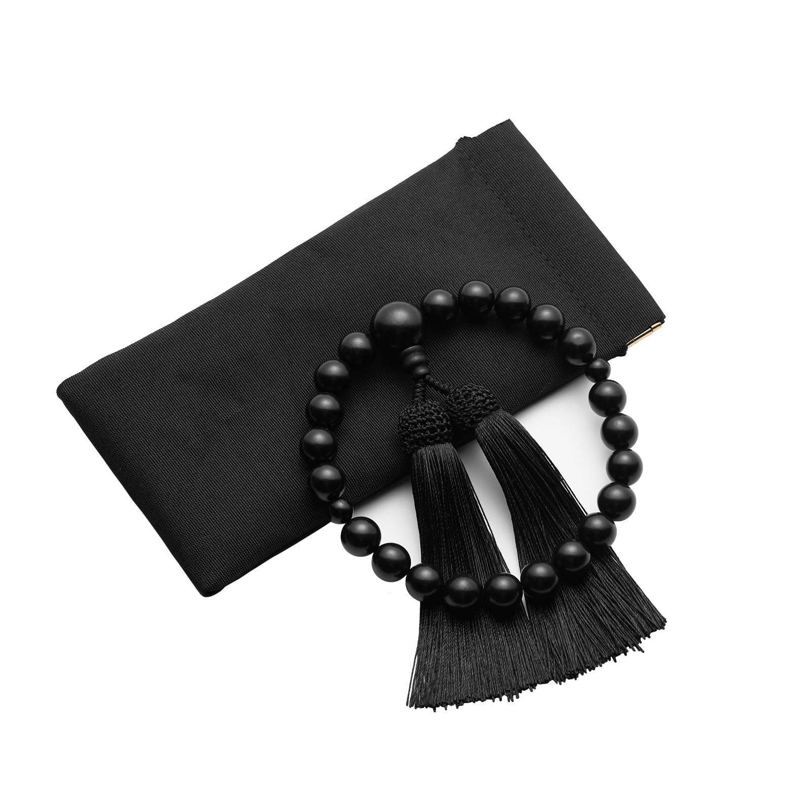 

Men s Shiny Ebony Prayer Beads, 22 Beads, Silk Tassel with Head, and Prayer Bead Bag. Suitable for Funerals, Grave Visits, Memorial Services, and