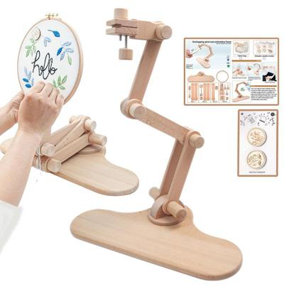 Rotation Adjustable Wooden Embroidery Hoop Desktop Stand Cross Sti-tch Rack Frames Rings Adults Mother Gifts Sewing Tool