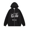 Unisex Oversized Hooded Sweatshirt With Horse Riding Print Winter Warm Cotton Blend Long Sleeve Streetwear