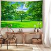 Vibrant Green Grass & Trees Tapestry - Versatile Wall Hanging for Home Decor, Perfect for Bedroom, Living Room, or Outdoor Use - Durable Polyester, Ea