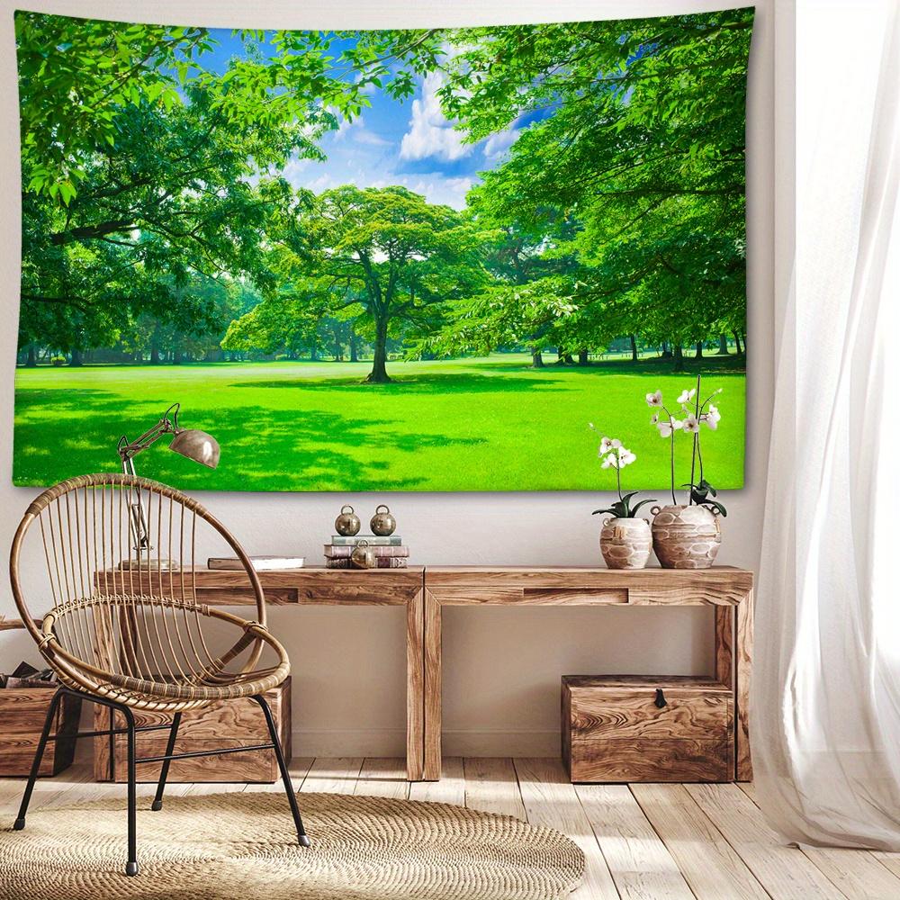 Vibrant Green Grass & Trees Tapestry - Versatile Wall Hanging for Home Decor, Perfect for Bedroom, Living Room, or Outdoor Use - Durable Polyester, Ea