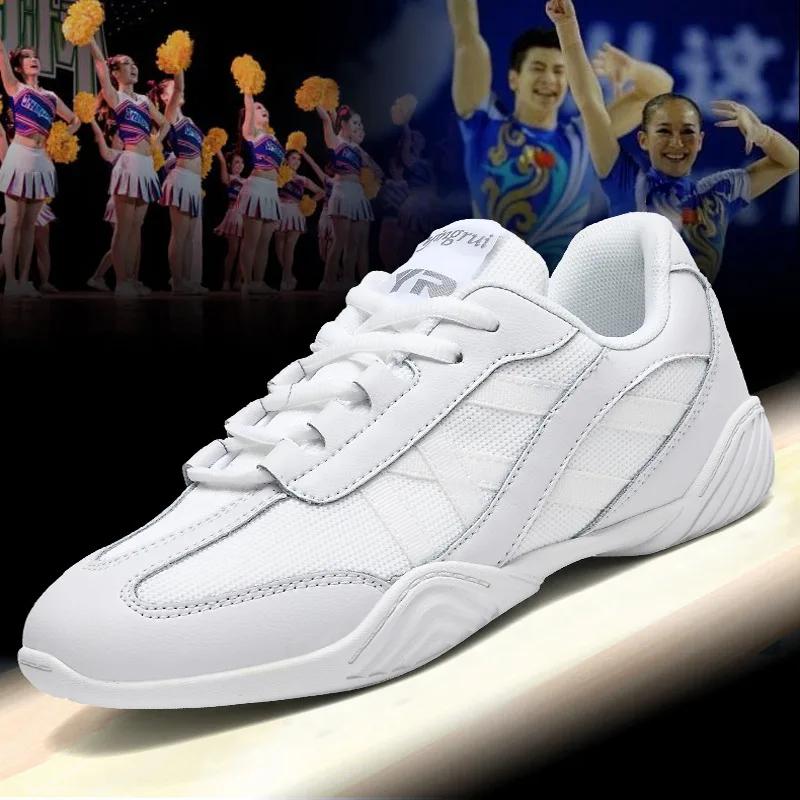 Breathable Sneakers Mesh Dance Shoe Fitness Athletic Aerobics Shoes Cheerleading Training Shoe Women White Running Shoes