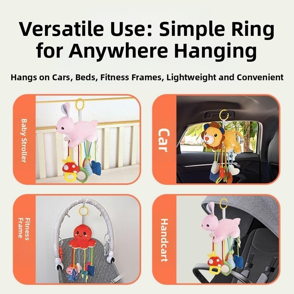Hand Grip Plush Animals Bed Bell Dolls Cute Animal Design Baby Pull String Toys  Car Seat