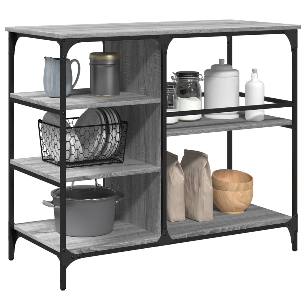 Kitchen Trolley in Grey Sonoma 100x45x89.5 cm Engineered Wood