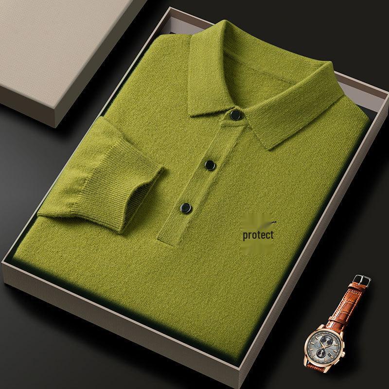 

Men s Fashion Polo: Spring/Autumn Long Sleeve Knit Wool Sweater | Warm & Breathable XXXL
