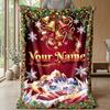 Manta de Flanela Personalizada com Nome de Natal Conforto Quente Manta de Cama Decoração de Casa Presente de Feriado