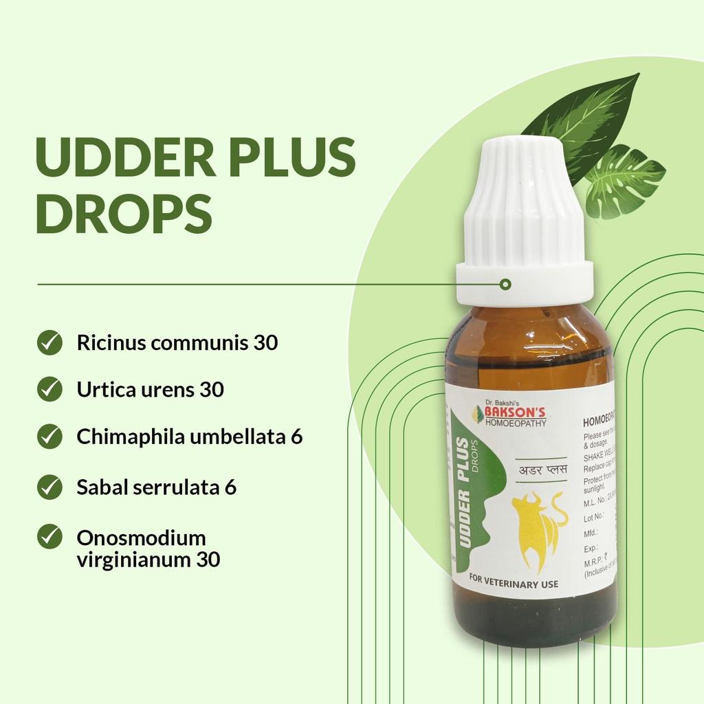 Bakson Veterinary Udder Plus Drops 30 ml Pack of 1 Homeopathic Support for Livestock Udder Care