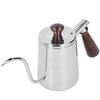 Tragbare Edelstahl-Kaffeekanne mit Holzgriff Langem Schwanenhalsausguss Café-Kessel Silber 700ml