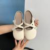 Fashion New Round Toe Shallow Mouth Soft Sole Slippers Women's Fashion Cross Pearl Band Non-slip Wrapped Head Slippers